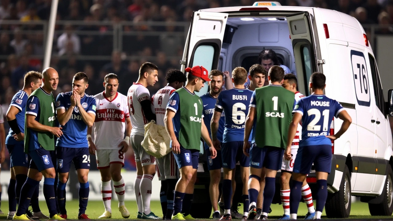 Lateral Uruguaio do Nacional Passa Mal e é Retirado de Ambulância no Estádio do Morumbi